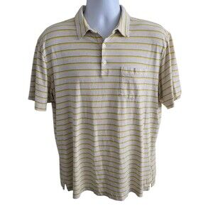 Patagonia Mens Polo Shirt Size Large Yellow Green Striped Golf Shirt